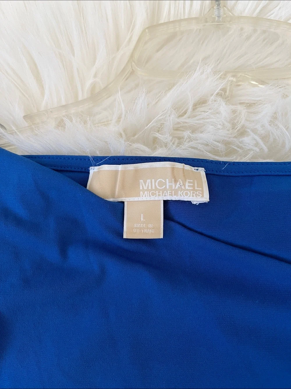 Michael Kors Women's Blue Sleeveless Drape Neck Top